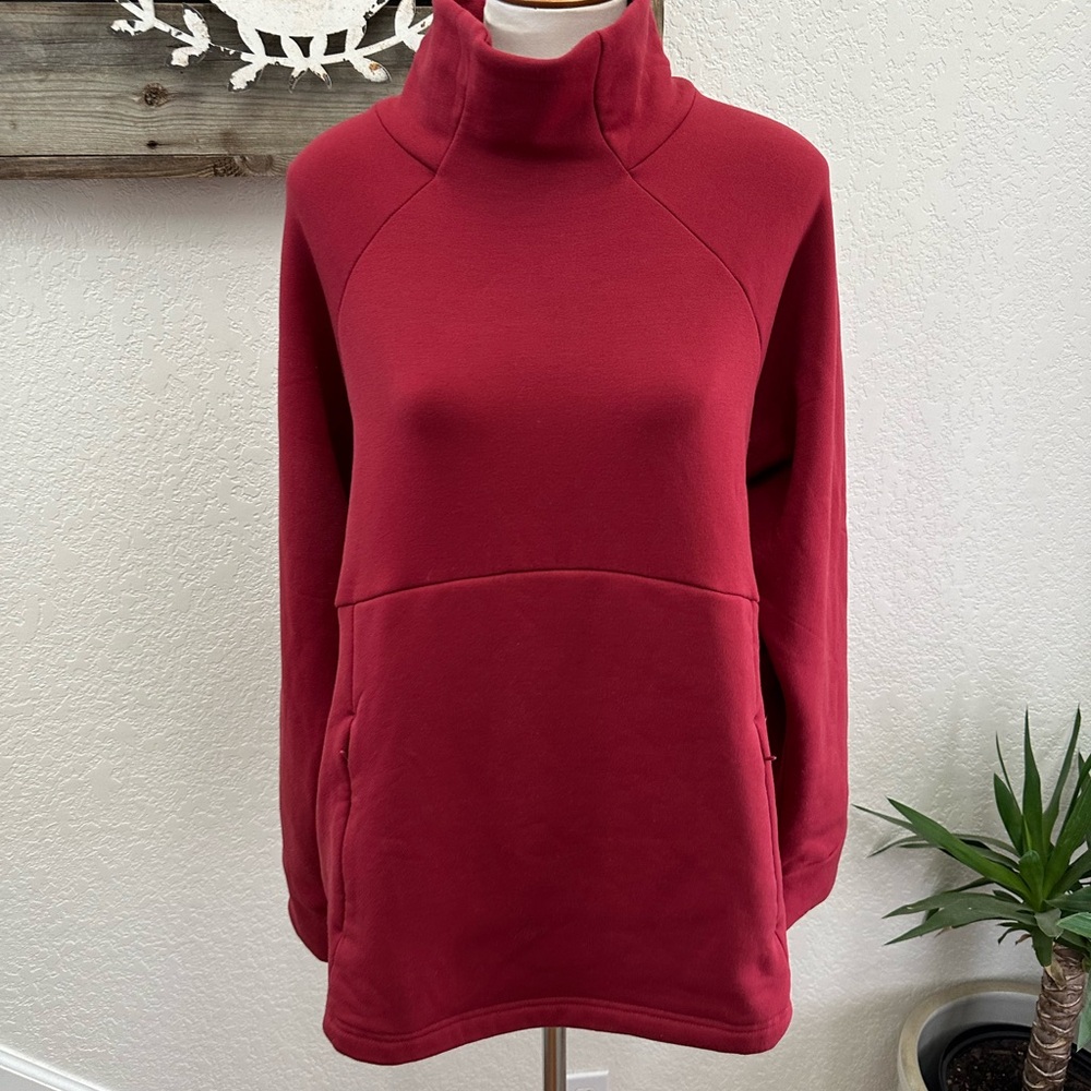 Athleta Polartech funnel neck red sweatshirt pullover ladies XL